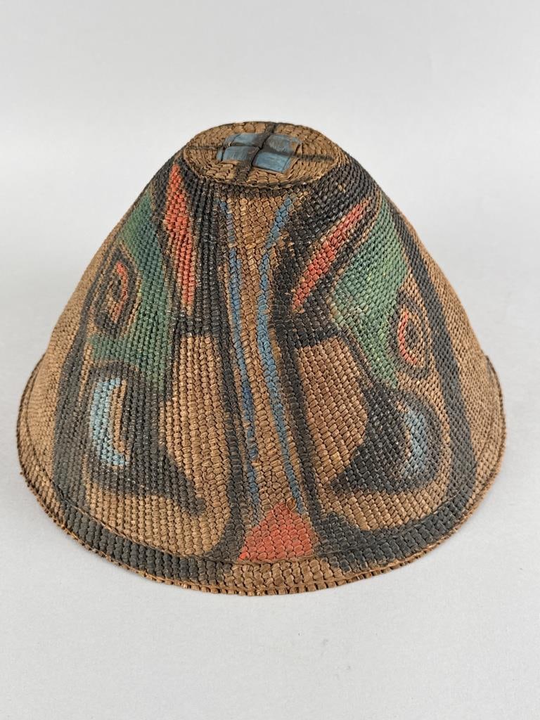 NORTHWEST COASTAL WOVEN SPRUCE ROOT HAT Early 20th Century Height 8". (1 of 4)