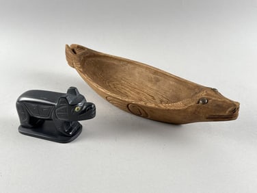 TWO NORTHWEST COASTAL CARVINGS 20th Century