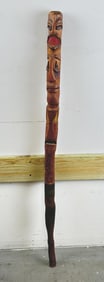 NORTHWEST COASTAL CARVED STAFF 20th Century Length 48".