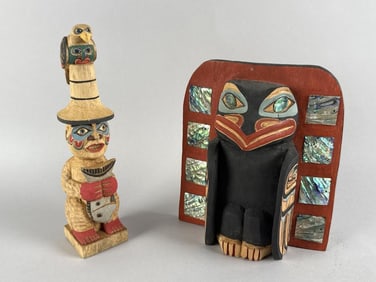 TWO NORTHWEST COASTAL CARVINGS Late 20th Century Heights 8.5" and 10".