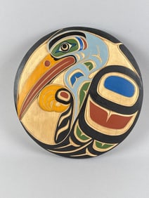 SAMMY DAWSON (Kwakwaka'wakw Peoples, British Columbia, Canada, 1976-), "Blue Heron" carved and