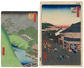 UTAGAWA HIROSHIGE (Japan, 1797-1858), Two landscapes from the series "One Hundred Famous Views of