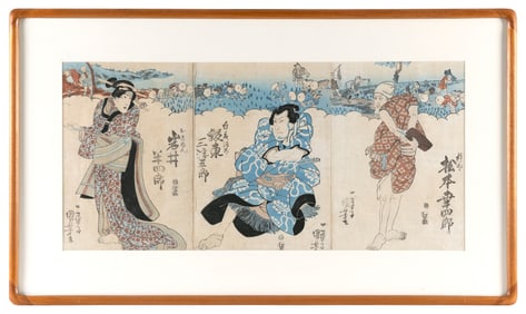 UTAGAWA KUNIYOSHI (Japan, 1798-1861), Three actor prints: Bando Mitsugoro as a Sumo Wrestler.,