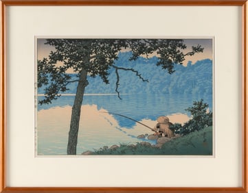 KAWASE HASUI (Japan, 1883-1957), Lake Matsubara, Woodblock print, oban yoko-e, 10" x 14.75" sight.