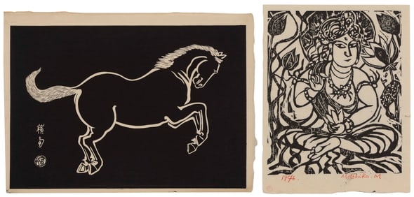 TWO JAPANESE WOODBLOCK PRINTS 20th Century