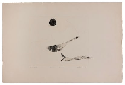 CHOSEI AKIBA (Japan, 1911-1978), "Cuillere et Poisson" (Spoon and Fish)., Engraving on paper, 15" x