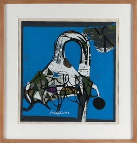 ROKUSHU MIZUFUNE (Japan, 1912-1980), "Sunflower"., Color lithograph, 17.5" x 17" sight. Framed 24" x