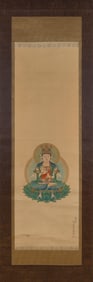 JAPANESE SCROLL PAINTING OF A BODHISATTVA Early 20th Century On silk, 44" x 14.25".