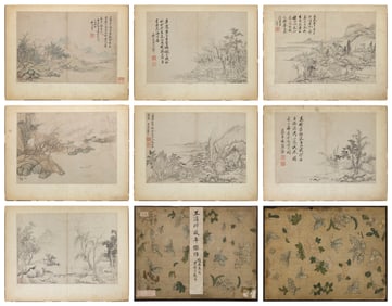 JAPANESE ALBUM OF LANDSCAPE PAINTINGS Late 19th/Early 20th Century On paper, 9" x 12.5". Overall 12"