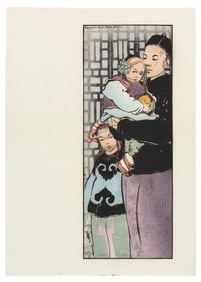 HELEN HYDE (California/Japan, 1868-1919), In Their Holiday Clothes., Woodblock print, 15" x 10.75".