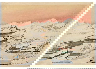 ELIZABETH KEITH (United Kingdom/Japan/Scotland, 1887-1956), "East Gate, Seoul - Sunrise"., Woodblock