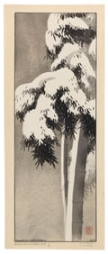LILIAN MAY MILLER (California, 1895-1943), "Morning Snow on Bamboo, Japan"., Woodblock print, 17.5"