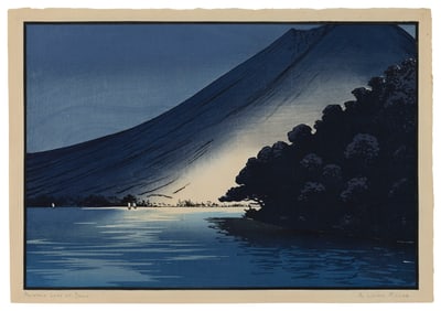 LILIAN MAY MILLER (California, 1895-1943), "Mountain Lake at Dawn", Woodblock print, oban yoko-e,