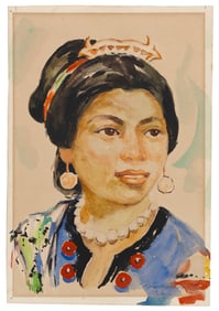 R. FERNANDEZ (The Philippines, 20th Century), Portrait of a young woman., Watercolor on paper, 10" x