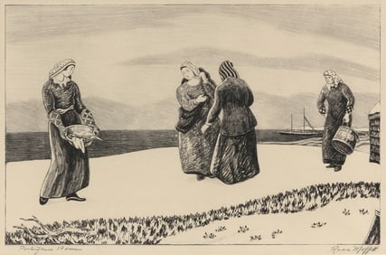 ROSS E. MOFFETT Massachusetts/California/Iowa, 1888-1971 "Portuguese Women". Signed and titled
