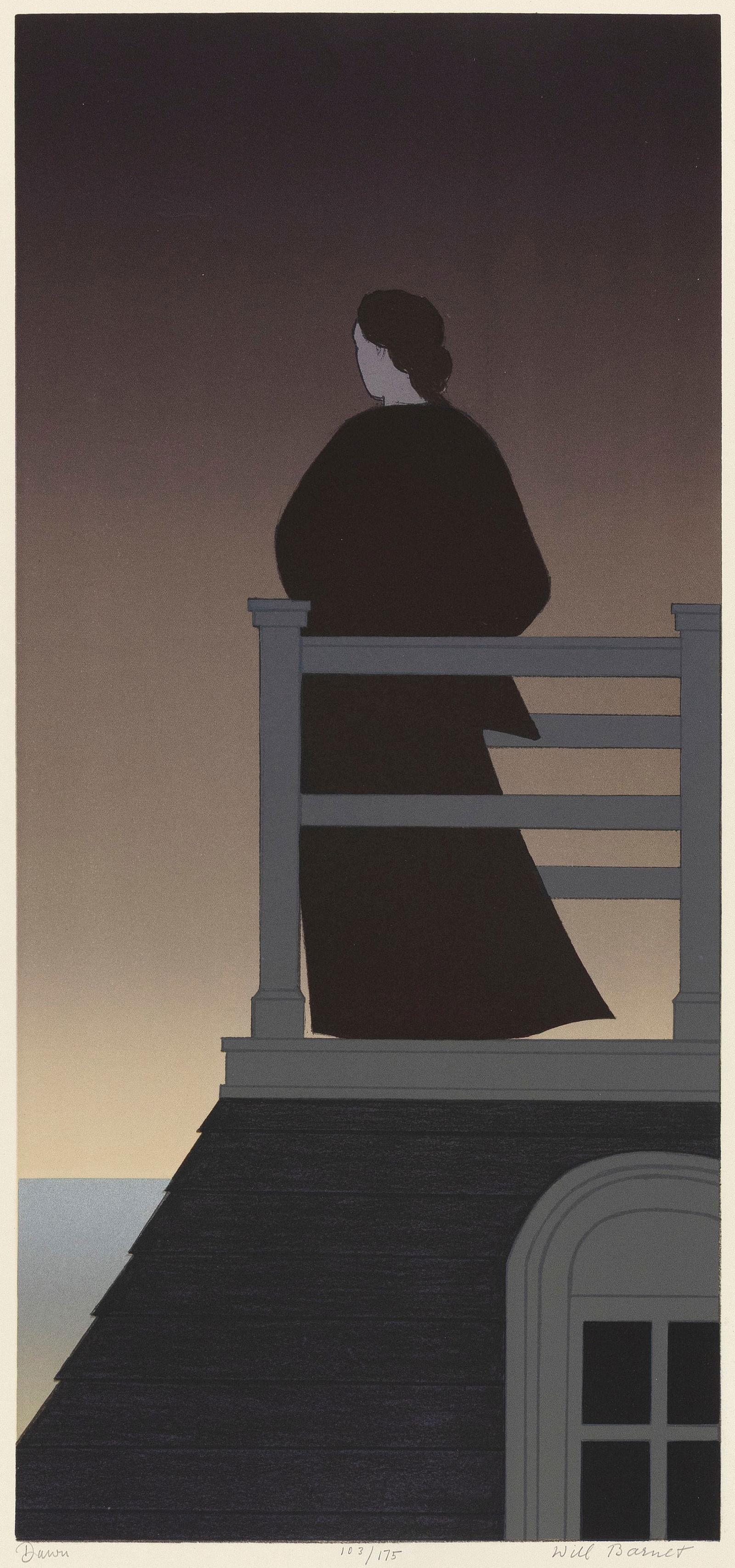 WILL BARNET Massachusetts/New York, 1911-2012 "Dawn", 1975. Published by Transworld Art, New: WILL BARNETMassachusetts/New York, 1911-2012"Dawn", 1975. Published by Transworld Art, New York, with their blind stamp lower left. Signed, titled and numbered 103/75 in pencil lower margin. Szoke 157