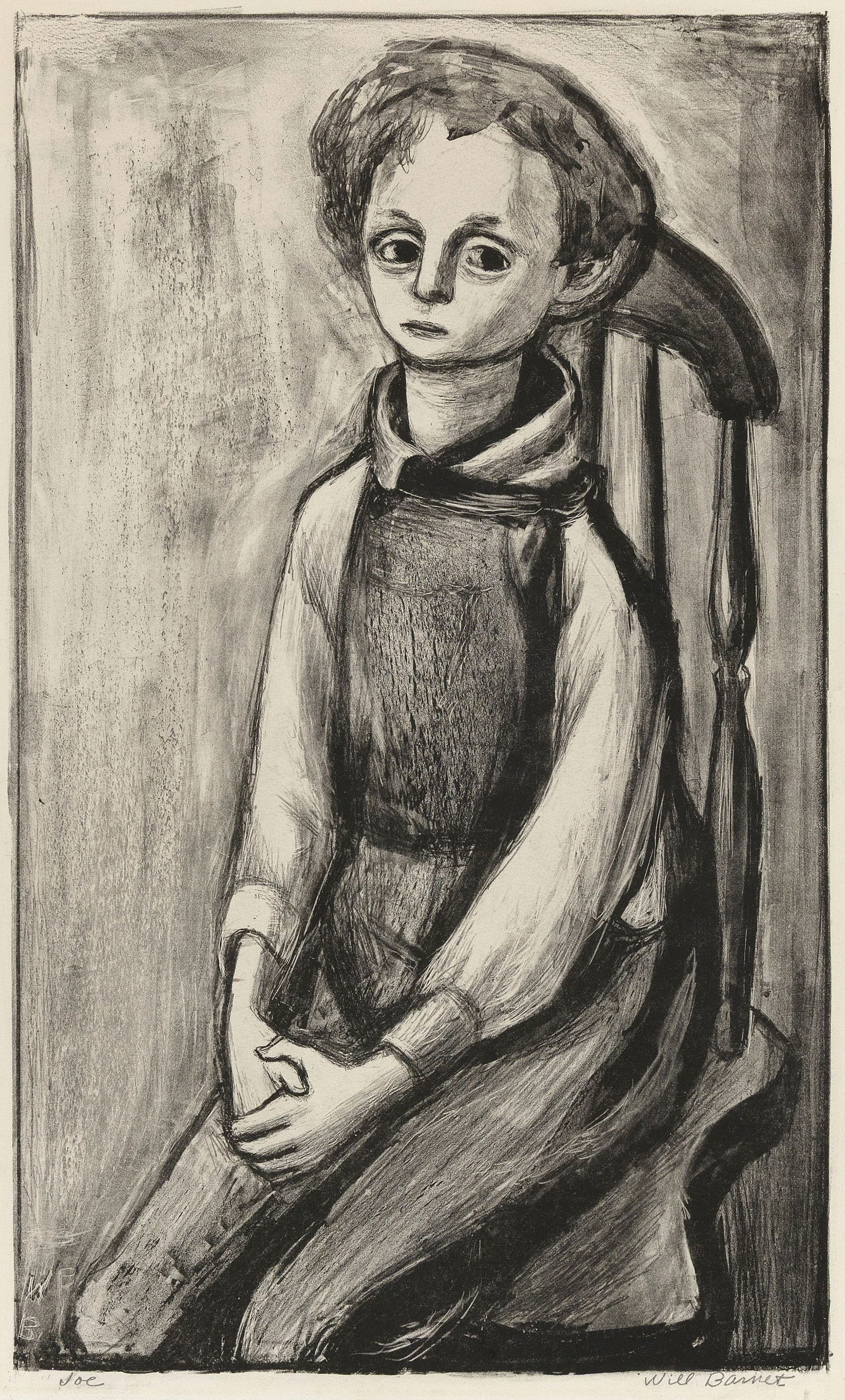 WILL BARNET Massachusetts/New York, 1911-2012 "Joe", 1935. Edition of 12. Alternately titled: WILL BARNETMassachusetts/New York, 1911-2012"Joe", 1935. Edition of 12. Alternately titled "Little Joe and The Miner's Son". Signed and titled "Joe" in pencil lower margin. A very good and clean impre