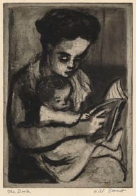 WILL BARNET   Massachusetts/New York, 1911-2012  "The Book", 1938. Signed and titled in pencil