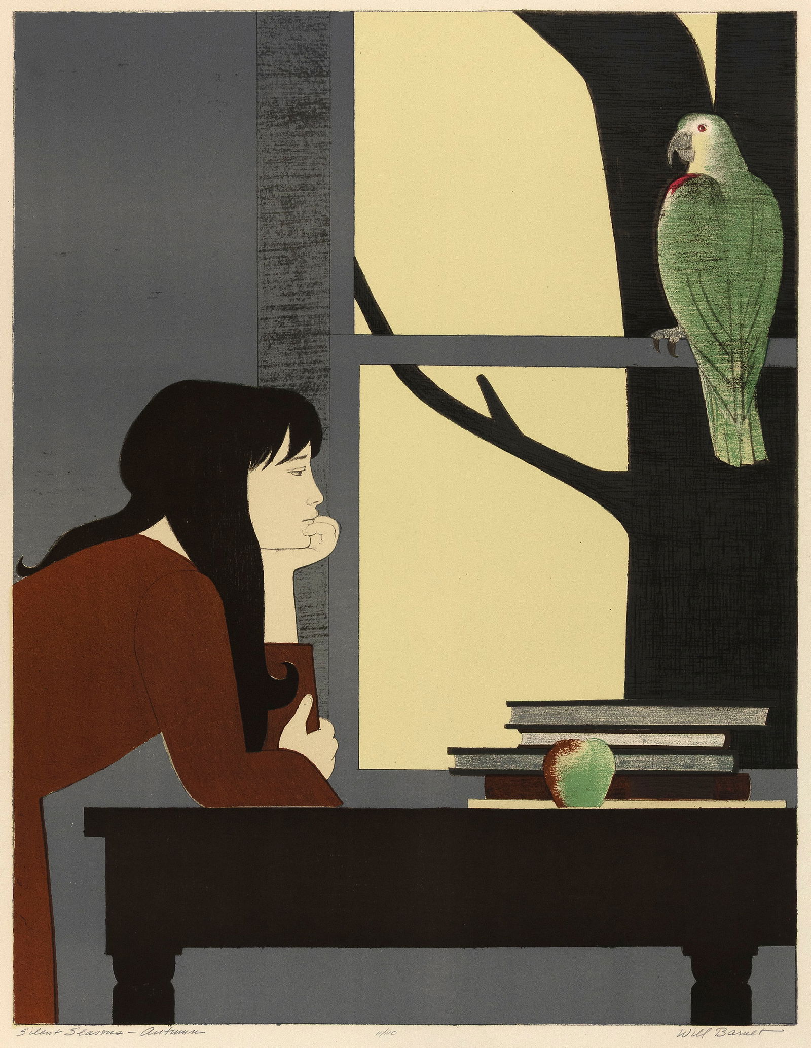WILL BARNET Massachusetts/New York, 1911-2012 "Silent Seasons Autumn", 1969. Published by: WILL BARNETMassachusetts/New York, 1911-2012"Silent Seasons Autumn", 1969. Published by Associated American Artists, New York. Printed by Atelier Mourlot, New York. Signed, titled and numbered 11/110