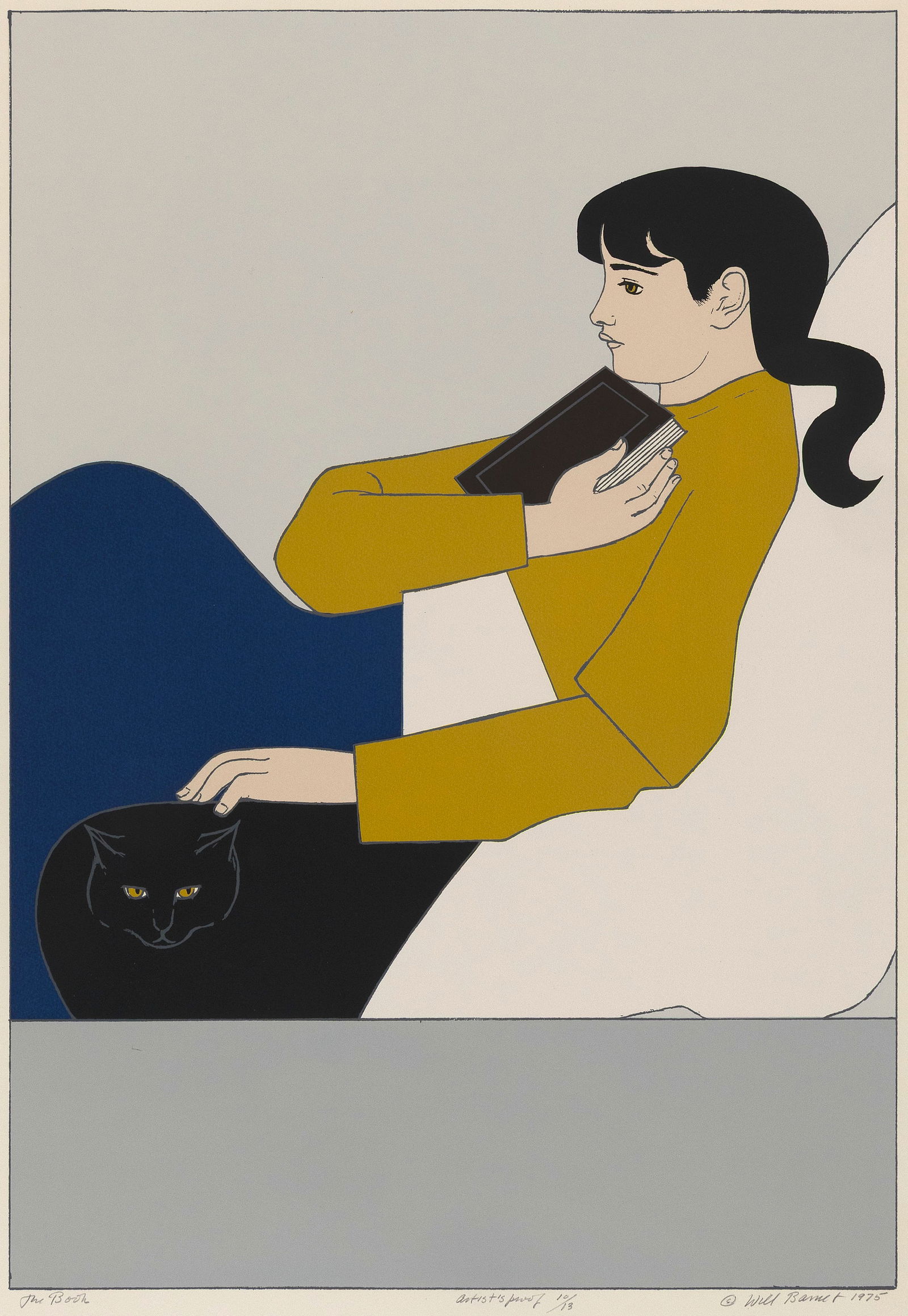 WILL BARNET Massachusetts/New York, 1911-2012 "The Book", 1975. From the 1776 USA 1976:: WILL BARNETMassachusetts/New York, 1911-2012"The Book", 1975. From the 1776 USA 1976: Bicentennial Prints portfolio. An artist's proof (aside from the edition of 75). Published by the Special Projects