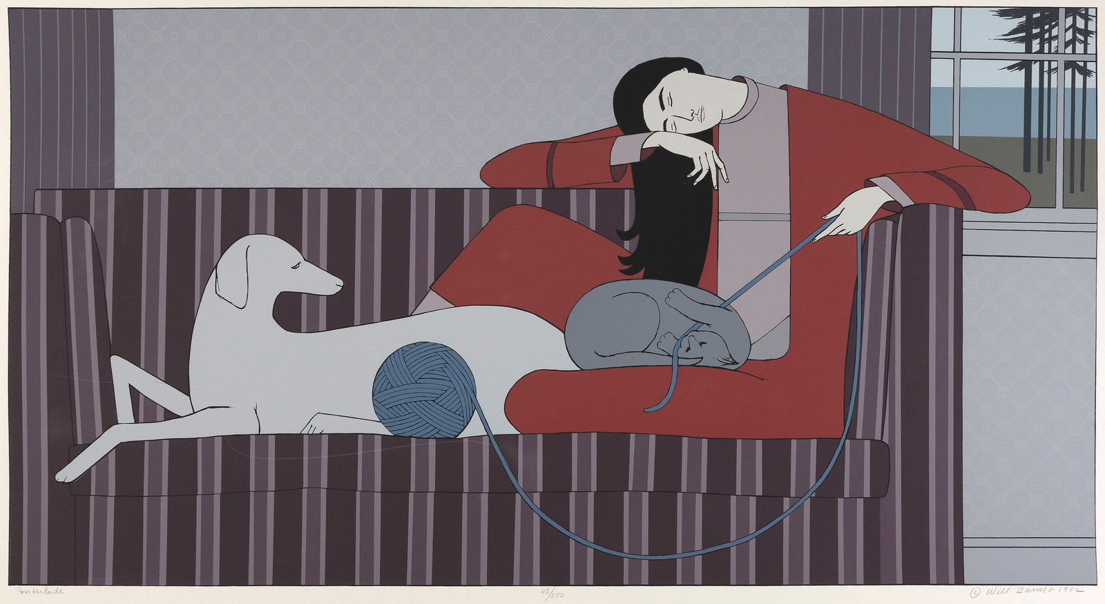 WILL BARNET Massachusetts/New York, 1911-2012 "Interlude", 1982. Printed by Charles Cardinale of: WILL BARNETMassachusetts/New York, 1911-2012"Interlude", 1982. Printed by Charles Cardinale of Fine Creations Inc., New York. Signed, dated, titled and numbered 45/250 in pencil lower margin. Szoke 16