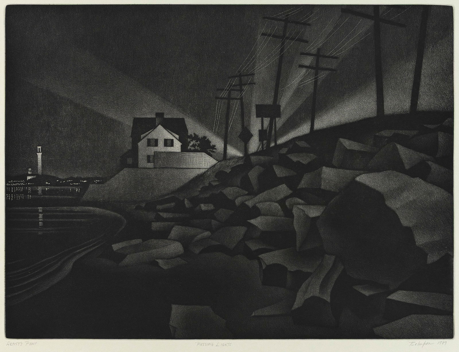 WILLIAM BEHNKEN   New York, 1943-  "Passing Lights", 1989. An artist's proof (aside from the (1 of 2)
