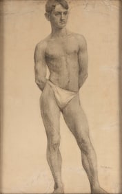 MARY VAN DER VEER New York, 1865-1945 Male figure. Signed lower right "M. V.d.Veer". Cont