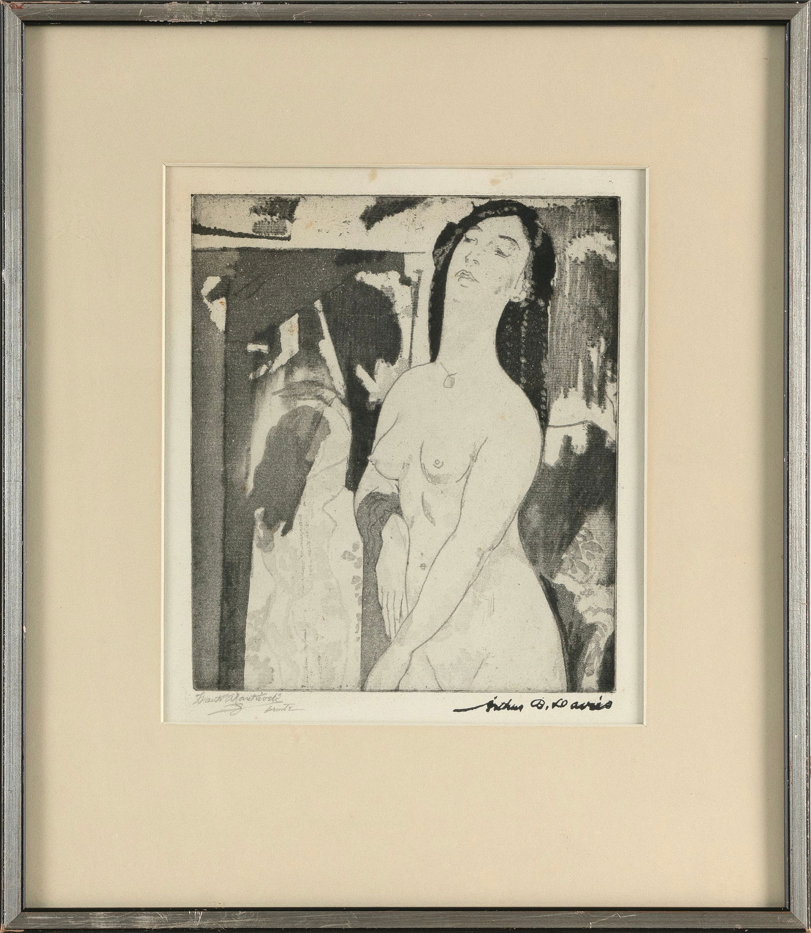 ARTHUR BOWEN DAVIES New York/California/Italy, 1862-1928 Doorway to Illusion, circa 1922.: ARTHUR BOWEN DAVIESNew York/California/Italy, 1862-1928Doorway to Illusion, circa 1922. Edition of 35. Signed lower right. Inscribed in pencil lower left.Aquatint and etching on paper, 7.5" x 6.5" sig