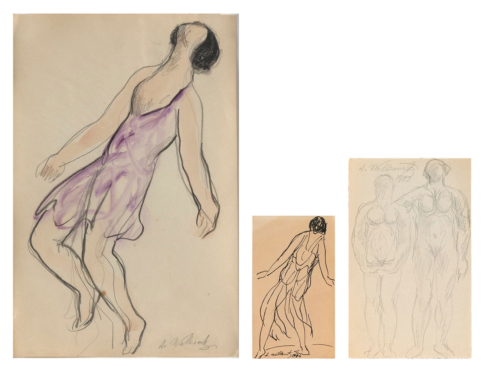 ABRAHAM WALKOWITZ   New York/Russian Federation, 1878-1965  Three portraits: 1) "Isadora Duncan (1 of 4)