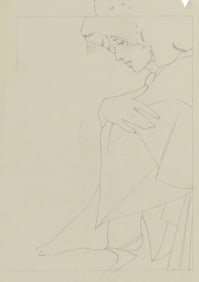 PATRICK NAGEL California/Ohio/Germany, 1945-1984 Draped seated woman. Initialed and numbered