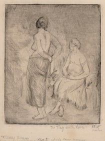 DOROTHY VARIAN New York, 1895-1985 Two women dressing. Signed and inscribed "Merry Xmas" and "To