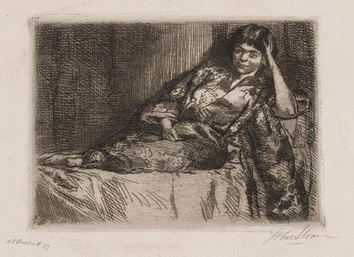 JOHN FRENCH SLOAN New York/New Mexico/New Hampshire, 1871-1951 "Girl in Kimono", 1913. Printed