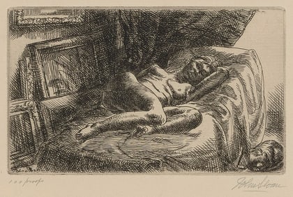 JOHN FRENCH SLOAN New York/New Mexico/New Hampshire, 1871-1951 "Nude on Studio Couch", 1931.