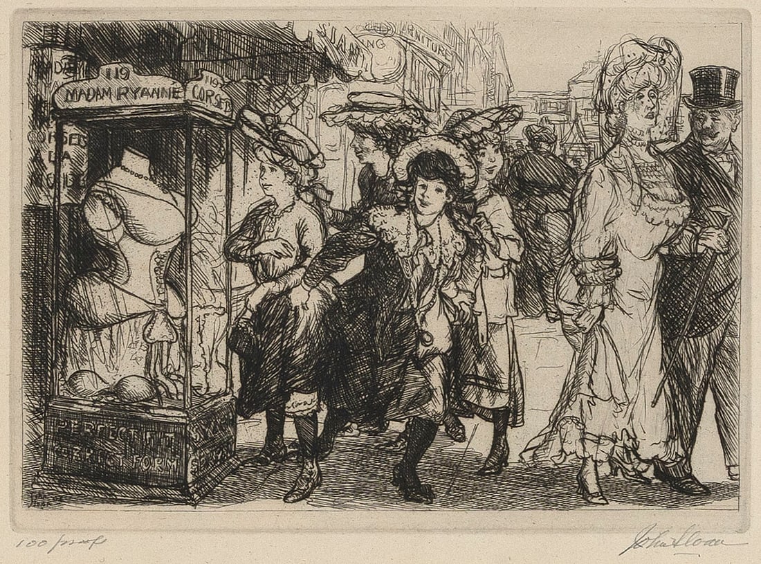 JOHN FRENCH SLOAN New York/New Mexico/New Hampshire, 1871-1951 "The Showcase", 1905. Third state: JOHN FRENCH SLOANNew York/New Mexico/New Hampshire, 1871-1951"The Showcase", 1905. Third state (of 3). Edition of 75 (from an intended edition of 100). Signed, titled and inscribed "100 proofs" in pen