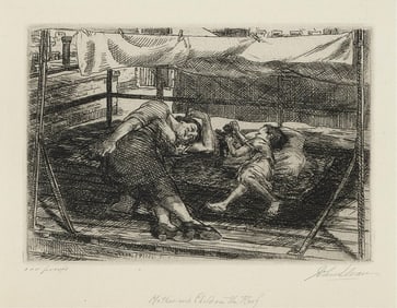 JOHN FRENCH SLOAN New York/New Mexico/New Hampshire, 1871-1951 "Woman and Child on the Roof",