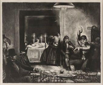 GEORGE WESLEY BELLOWS New York/Ohio, 1882-1925 "Punchinello in the House of Death", 1923. Signed