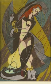 LENA GURR New York, 1897-1992 ?Salome?. Signed in black ink lower right. Countersigned and