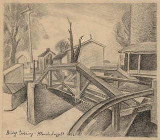 BLANCHE (NETTIE BLANCHE) LAZZELL Massachusetts/West Virginia, 1878-1956 "Bridge Crossing", 1932.