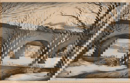 BENTON MURDOCH SPRUANCE Pennsylvania, 1904-1967 "Schuylkill Bridges", 1934. Signed, titled and