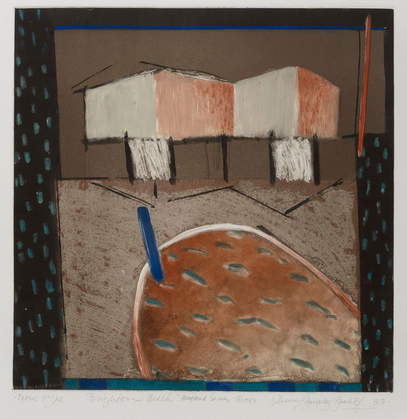 DIANA GONZALEZ GANDOLFI   Philidelphia/New York, Contemporary  "Brighton Beach", 1987. Signed, (1 of 3)