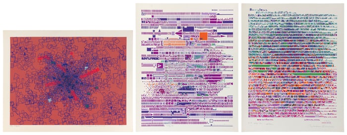 RISABURO KIMURA Japan, 1924-2014 Three abstracts: 1) "City 140", 1970. An artist's proof.
