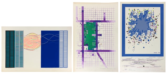 RISABURO KIMURA Japan, 1924-2014 Three abstracts: 1) "City 128", 1970. An artist's proof.