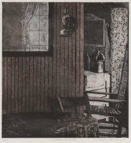 MARY MOQUIN Massachusetts, Contemporary "Cottage Interior". Signed, titled and numbered 11/25 in