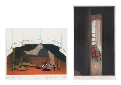 LYNN SHALER New York/France, 1955- Two works: 1) "Passage II", 1991. Signed, titled, dated and
