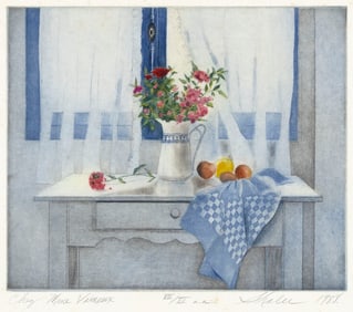 LYNN SHALER New York/France, 1955- "Chez Mme Vimieux", 1988. Signed, titled, dated and inscribed