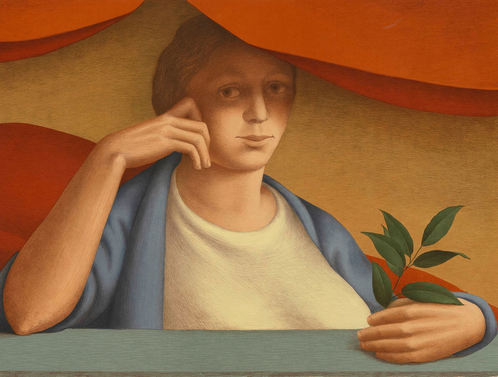GEORGE TOOKER New York/Vermont/Spain, 1920-2011 Woman with a Sprig of Laurel, 1992. An artist's: GEORGE TOOKERNew York/Vermont/Spain, 1920-2011Woman with a Sprig of Laurel, 1992. An artist's proof (aside from the edition of 125). Signed and inscribed "AP" in pencil lower margin.Color lithograph,