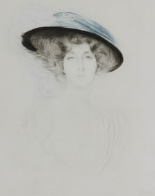 PAUL CESAR HELLEU New York/France/England, 1859-1927 Le Chapeau a Plume (Portrait of Liane de