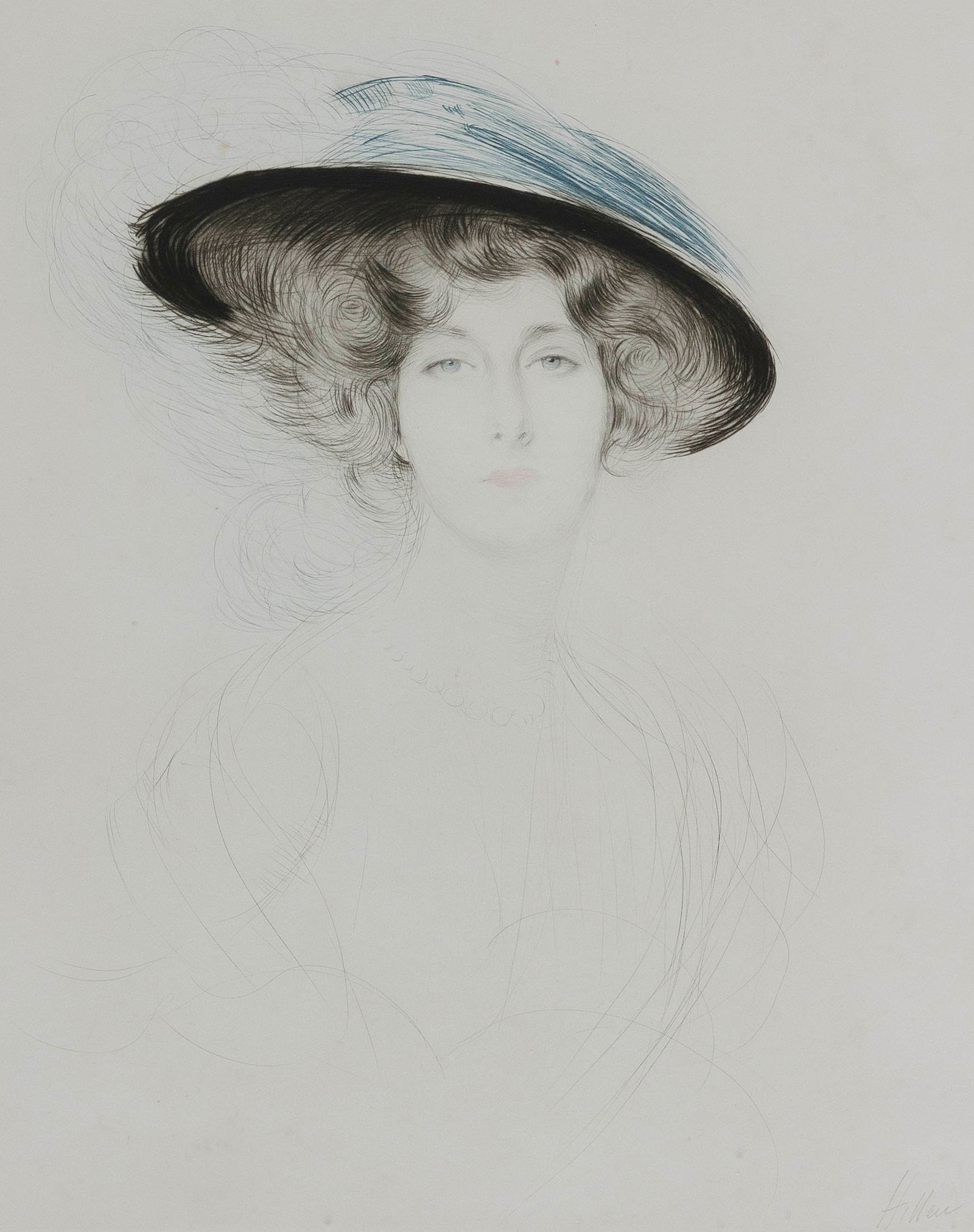 PAUL CESAR HELLEU   New York/France/England, 1859-1927  Le Chapeau a Plume (Portrait of Liane de (1 of 3)