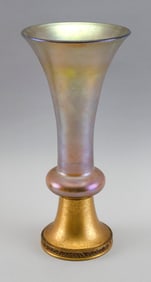 TIFFANY FURNACES FAVRILE GLASS TRUMPET VASE Early 20th Century Height 13".