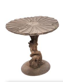 FAUX BOIS OUTDOOR TABLE 20th Century Height 30". Diameter 30".